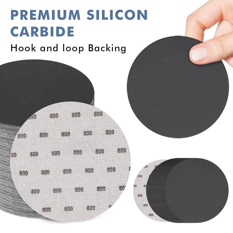 GOH DODD 6 Inch 800 Grit Sanding Disc, 25 Pieces Wet Dry Sandpaper Hook and Loop Sanding Pads Silicon Carbide Sand Paper for Random Orbital Sander Auto Metal Glass Resin Wood Polishing Sanding - Image 2